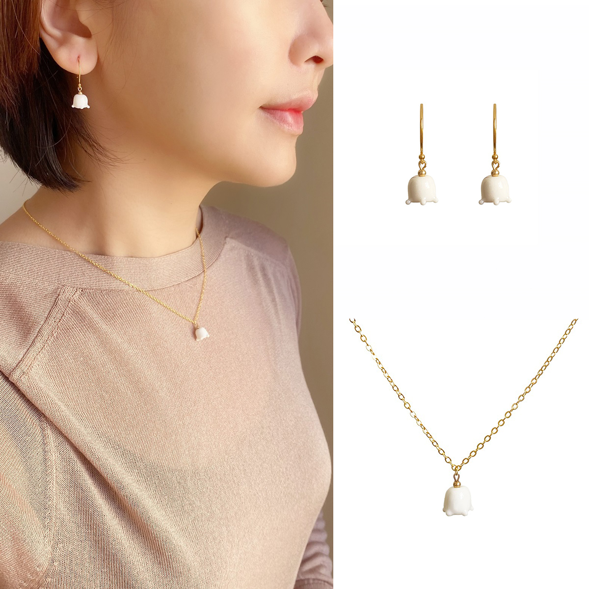 HeyJewel Colourful Li Suzulan Series Single Suzulan Flower Earrings Necklace Art Original Bone China small crowdsourced