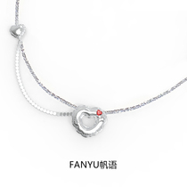 HeyJewel original design sail-shaped ball heart-shaped silver necklace Female temperament high-end clavicle chain Birthday gift