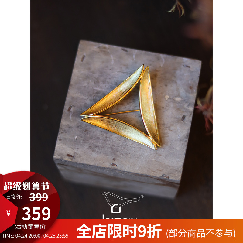 HeyJewel original design of Langno triangle rabbit ear shape copper plated bronze bronze pin female fashion high-sensory ear decoration