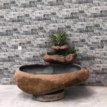 Natural cobblestone three-layer superimposed stone fish tank stone carving landscape flowing water courtyard indoor and outdoor decorative ornaments