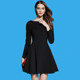 2021 autumn and winter new female Hepburn little black dress long-sleeved little dress A-line annual meeting autumn and winter thin black dress