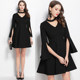 2024 spring new women's little black dress V-neck dress slimming black temperament annual meeting shirt dress