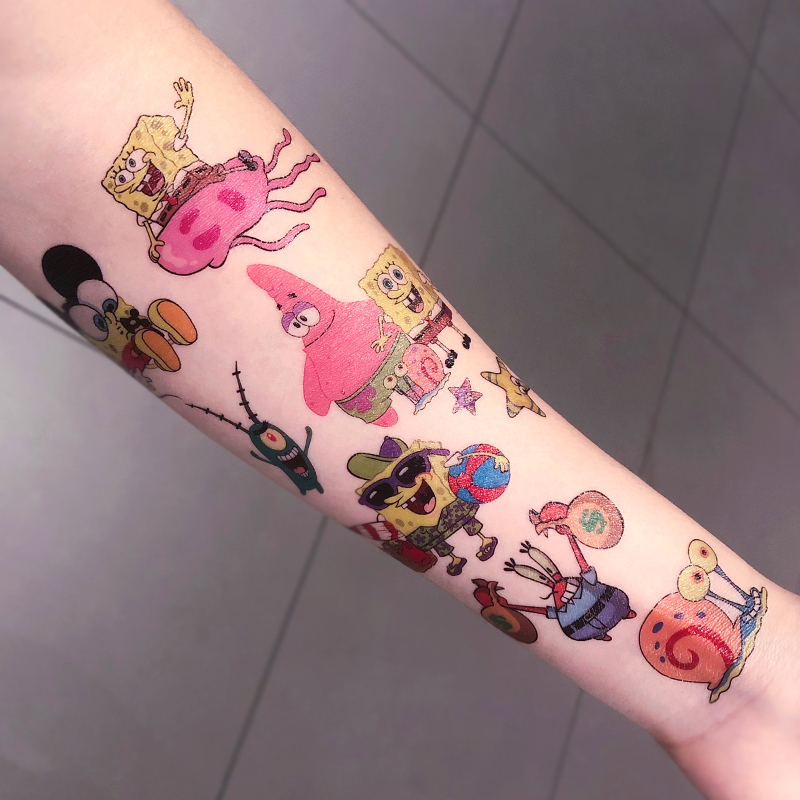 Cartoon Spongebob Tattoo Stickers for Women, Waterproof and Long-Lasting, Cute Anime Colorful Children's Printed Stickers, Trendy on Instagram Cartoon Spongebob Tattoo Stickers for Women, Waterproof and Long-Lasting, Cute Anime Colorful Children's Printed Stickers, Trendy on Instagram