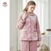 Haobo new pyjama mùa đông nữ mặc nhà để chống lạnh ở nhà có thể được mặc bên ngoài bộ đồ ngủ lông cừu san hô HJ18145 - Cha mẹ và con Cha mẹ và con