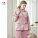 Haobo new pyjama mùa đông nữ mặc nhà để chống lạnh ở nhà có thể được mặc bên ngoài bộ đồ ngủ lông cừu san hô HJ18145 - Cha mẹ và con