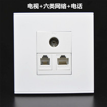 Type 86 Internet phone TV closed-circuit wall socket-free Category 6 Gigabit network cable port voice cable TV panel