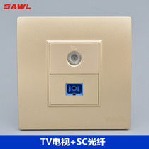 Champagne SC fiber optic TV socket type 86 concealed network fiber optic TV cable TV antenna closed circuit panel