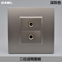 Dark gray microphone microphone panel 2 6 35 welding-free screw crimping microphone microphone switch socket