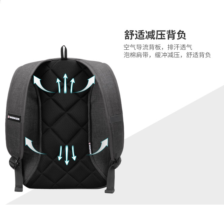 Wenger / Weigo Swiss Army Knife Black Business Ultralight Backpack Men Máy tính Ba lô Túi công suất lớn Nữ - Ba lô balo đeo chéo nữ