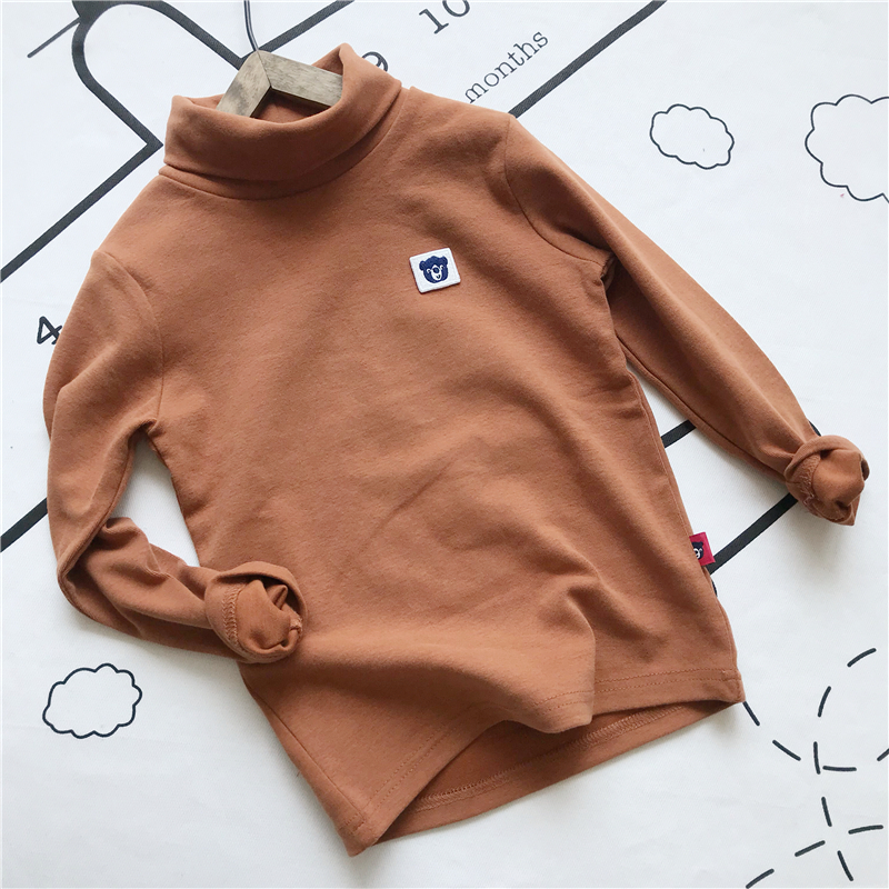 Mùa đông 2018 trẻ em mới to con dày cotton cổ cao chạm đáy áo chà nhám bông gạc bông thủy triều áo thun trẻ em giá sỉ