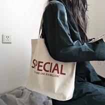  Bag female 2020 new Korean letter simple canvas bag ins college style shoulder canvas bag female messenger bag