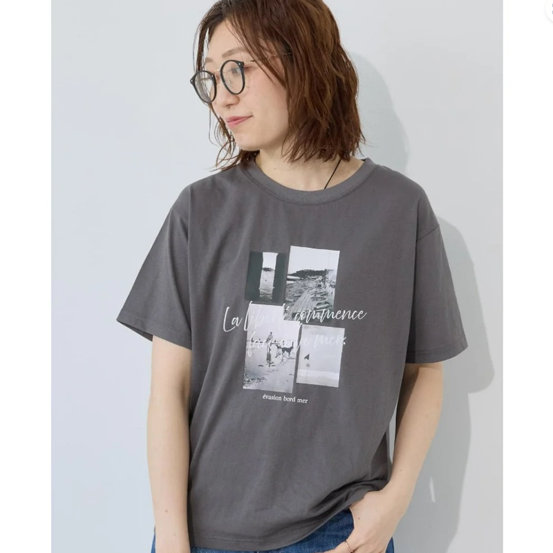 Japanese Surplus Stock Summer Casual Wear Letter Landscape Print Thin Round Neck Short Sleeve Women's Pullover T-Shirt Japanese Surplus Stock Summer Casual Wear Letter Landscape Print Thin Round Neck Short Sleeve Women's Pullover T-Shirt