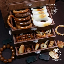 (Source expert)Loulan Xinjiang Hetian jade minced sugar White jade sugar Jade sugar Brown sugar carved bracelet
