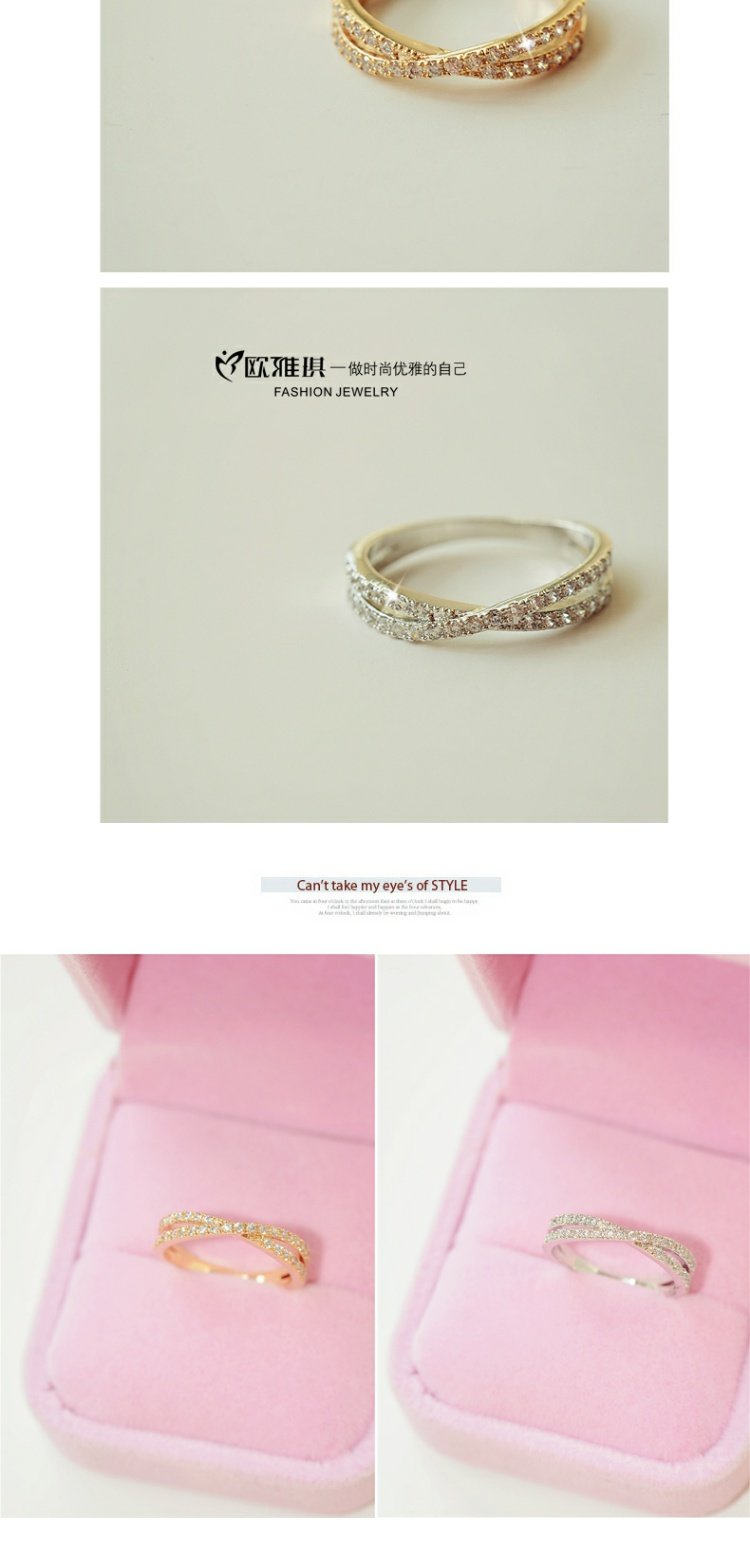Trang sức Hàn Quốc micro-set flash diamond cross ring ngón tay đeo nhẫn đuôi trang sức trang sức nhẫn nữ trang sức J005 nhẫn vàng nam 24k