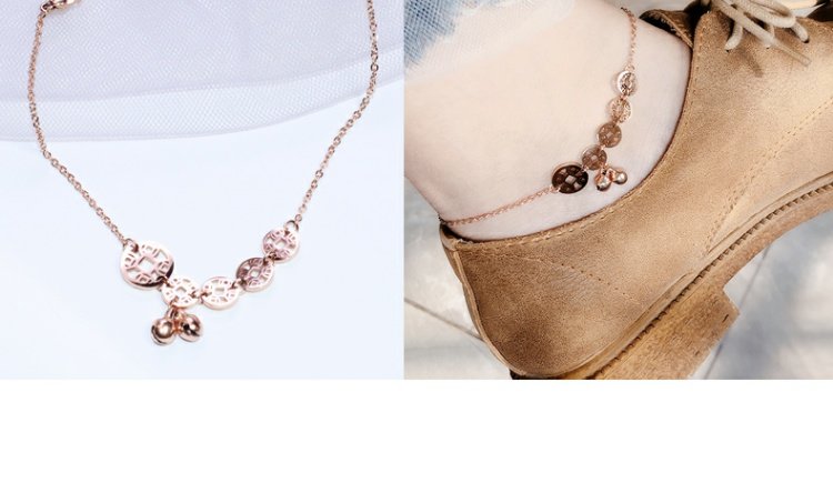 Ouyaqi Trang sức Hàn Quốc bằng thép titan vàng hồng đơn giản kim cương vòng chân bảo vệ màu sắc gói quà tặng nữ K008 - Vòng chân lắc chân nữ handmade