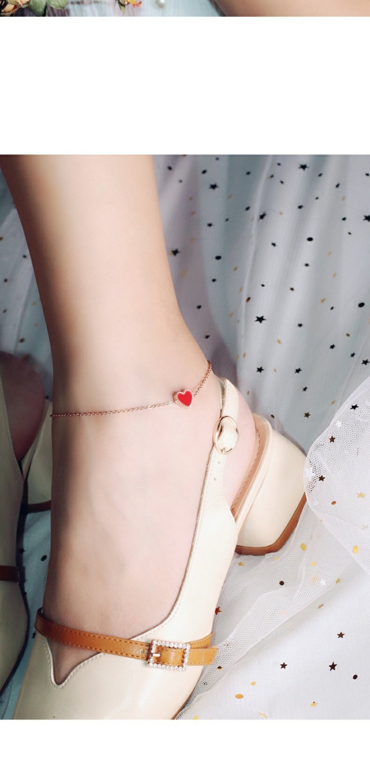 Thời trang Ouyaqi thép titan vàng hồng tình yêu vòng tay vòng chân màu vàng đào trái tim hình trang sức nữ quà tặng K011 vòng chân nữ đẹp