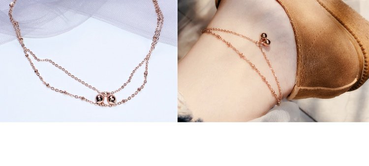 Ouyaqi Trang sức Hàn Quốc bằng thép titan vàng hồng đơn giản kim cương vòng chân bảo vệ màu sắc gói quà tặng nữ K008 - Vòng chân lắc chân nữ handmade
