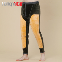 Hongni mens cotton trousers golden velvet knee pads leggings winter middle-aged and elderly thickened velvet pants mens fleece pants