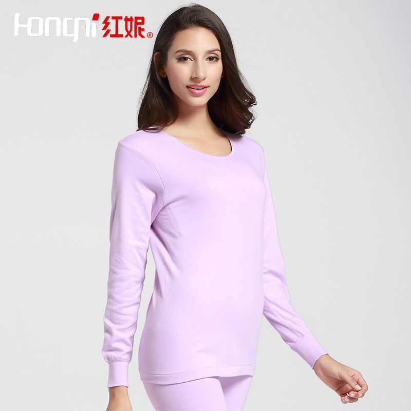Red Nie Underwear Lady Autumn Clothes Sanitary Pants Suit Pure Cotton Thin middle aged full cotton warm clothes High collar cotton sweatshirt
