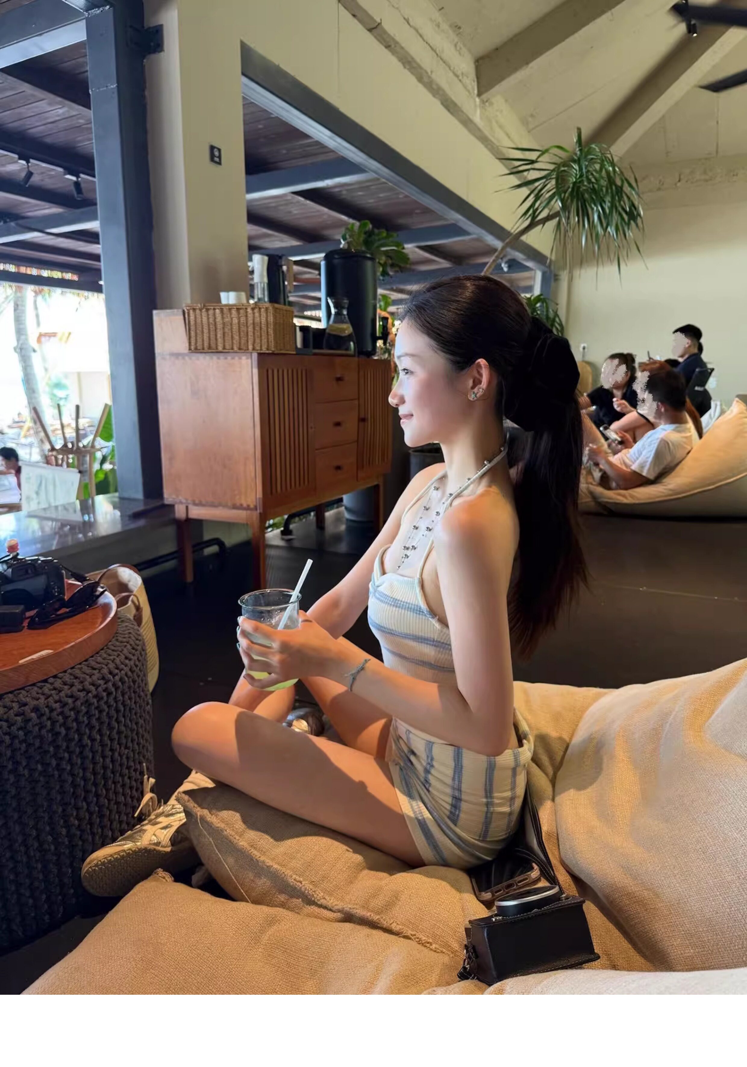 Сексуальный купальник, раздельный топ без лямок, высокая талия 