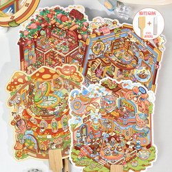Senyou New Fantasy Fan Miniature Scene Decoration Stickers 3D Stress Relief Stickers 2.5D Fan Decoration