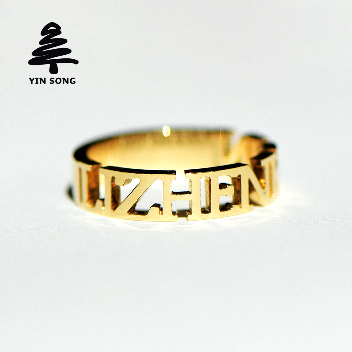 Custom letter ring 3D printing process custom 18K gold rose gold white gold platinum couple rings for men and women