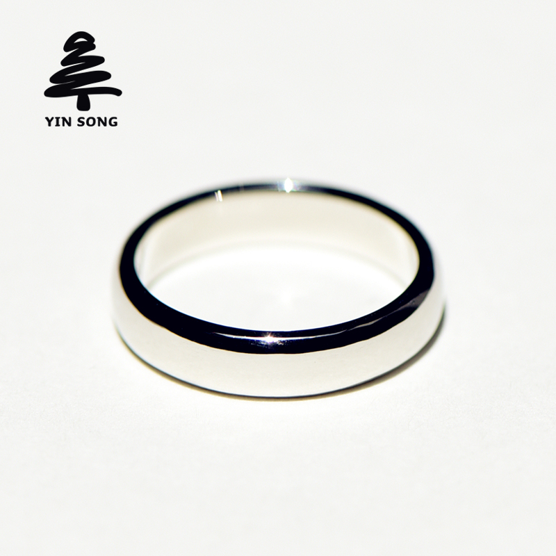 4 5mm rounded plain ring Pt950 platinum version ring Simple glossy aperture Men and women couple ring lettering