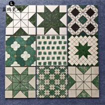 Fa-style retro ink Green 300x300 Flower brick toilet Kitchen Bathroom Moroccan Hotel Balcony Flower pieces