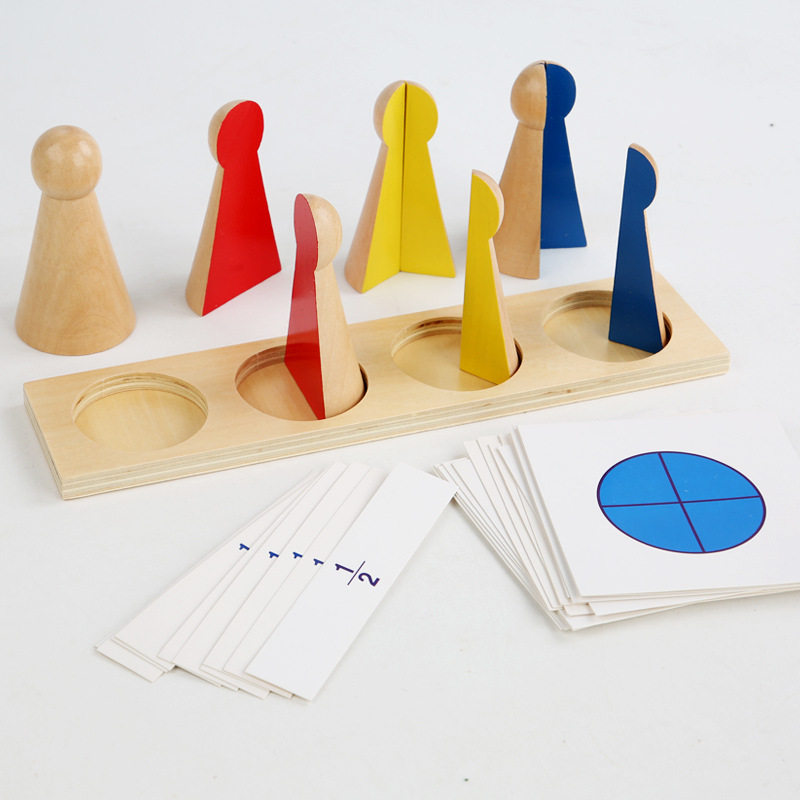 Montessori kindergarten Montessori math teaching aids fraction villain learn the concept of whole and even distribution