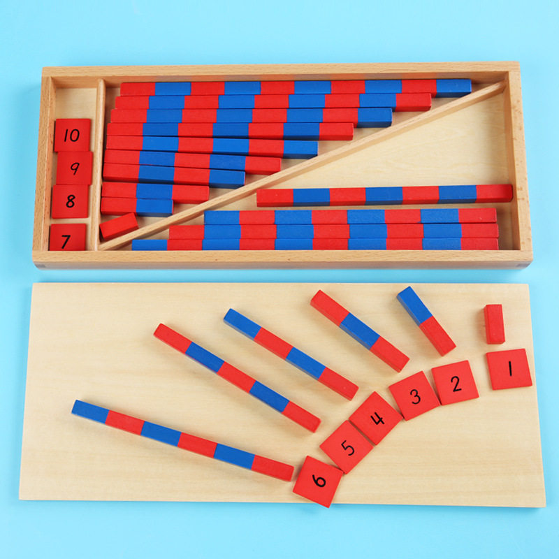 Montessori math teaching aids small red and blue counting stick counting stick number matching Montessori early education children's toys