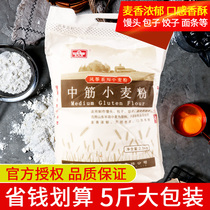 Kite medium gluten wheat flour 2 5kg household noodle steamed bread buns dumplings special baking flour 5kg