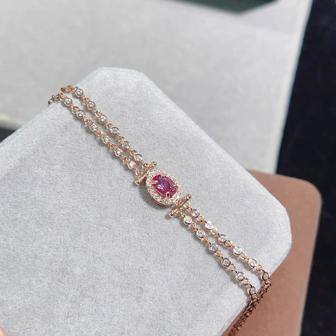 [中国地質大学ジュエリー] アレキサンドライトブレスレット 美しい変色効果 オーバル 5*7mm