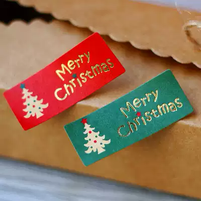 Christmas Tree Red and Green bronzing sealing stickers Gift stickers Decorative Stickers DIY packaging stickers Baking packaging sealing stickers