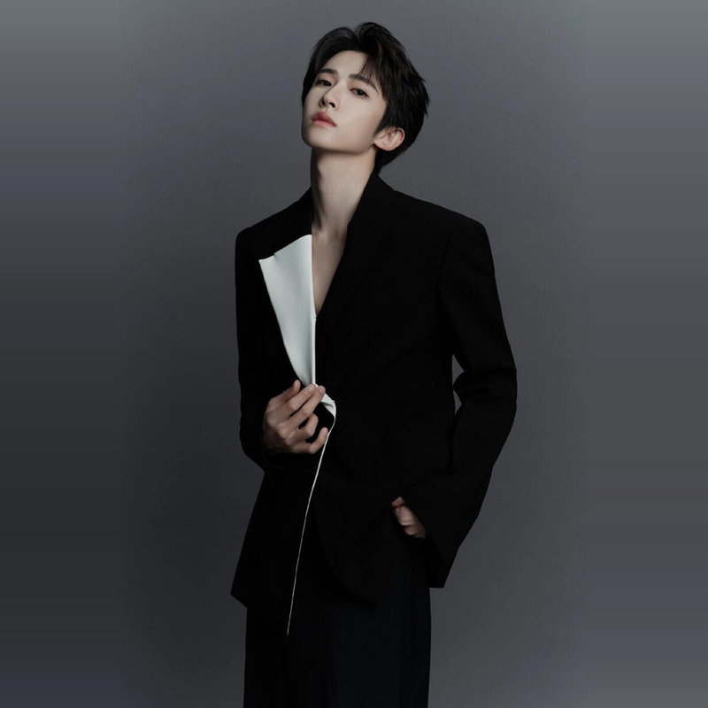 Liu Yu's Celebrity-Style Black Slim-Fit Men's Suit Jacket, Fashionable and High-End, Casual Shoulder-Padded Cool Suit Trend