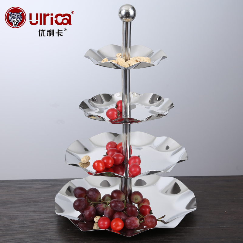 Stainless Steel Lotus Fruit Pan Fruit Basin 23 Four Layers Fruit Pan Candy Pastry Dish Fruit Tray Creative Fruit Pan