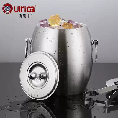 Ice bucket beer household red wine European-style whiskey bar ktv stainless steel round double insulation small ice bucket