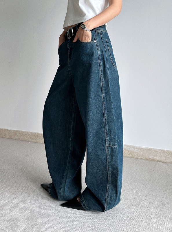 Uxi Denim Balloon Pants Retro Relaxed Loose Slimming Wide-Leg Pants Scimitar Jeans