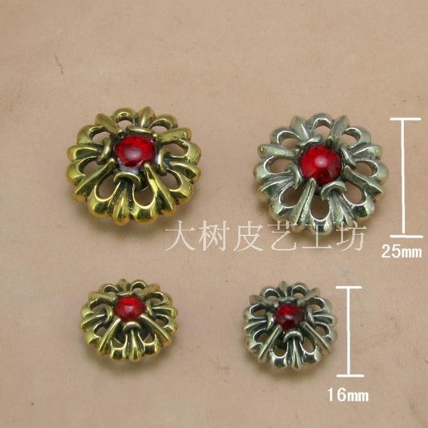 Copper hollow wealth cloth fabric handmade leather belt decoration (TC120)