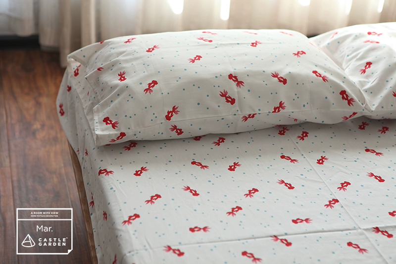 Castle Garden và retro gió doanh nghiệp twill bông giường gối + Goldfish kết hợp - Trang bị Covers ga trải giường chun đẹp	