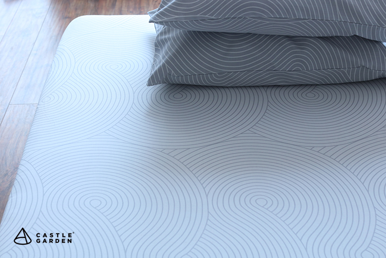Castle Garden Twill Cotton Nệm trải giường + Vỏ gối Cotton Bánh xe nước Zen ba mảnh / Meggie / Chi nhánh - Trang bị Covers Ga chun chần Everon