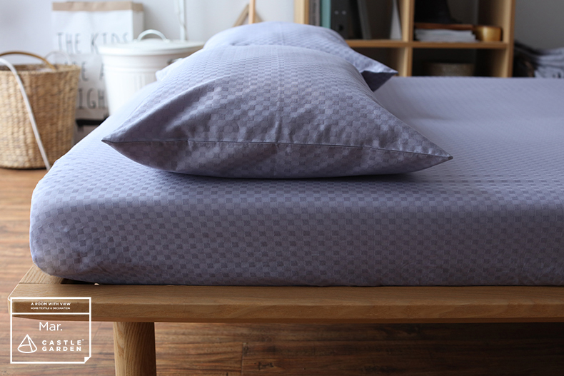 CASTLE GARDEN Jacquard Cotton Nệm Bọc Giường + Vỏ gối Kết hợp Xanh xám / Vàng Sồi - Trang bị Covers Ga phủ giường Everon