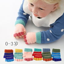 Baby gloves winter boys and girls children children half fingers baby cute five fingers warm baby gloves