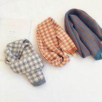 Childrens retro style color plaid wool scarf 2020 winter boys and girls warm scarf baby boom
