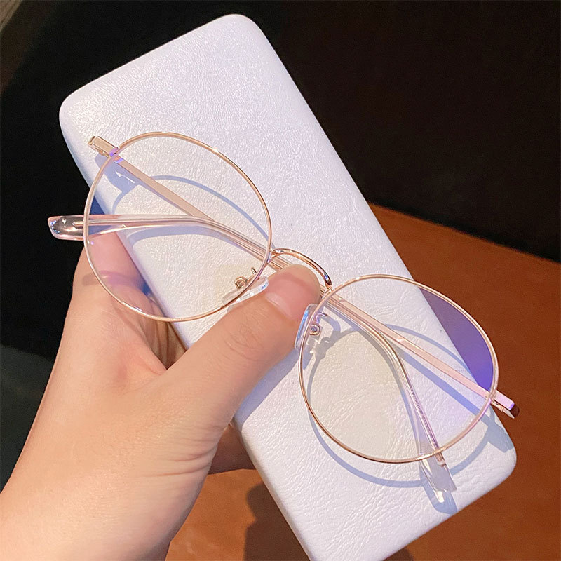 Gold-Rimmed Glasses, Blue Light Blocking, Ultra-Light Frames, Trendy Small Frame, Retro Round Frame, Online Glasses Fitting, Women with Small Faces