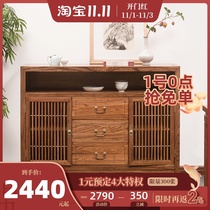 New Chinese sideboard all solid wood Chinese shelf Old Elm home dining room living room wall solid wood tea cabinet