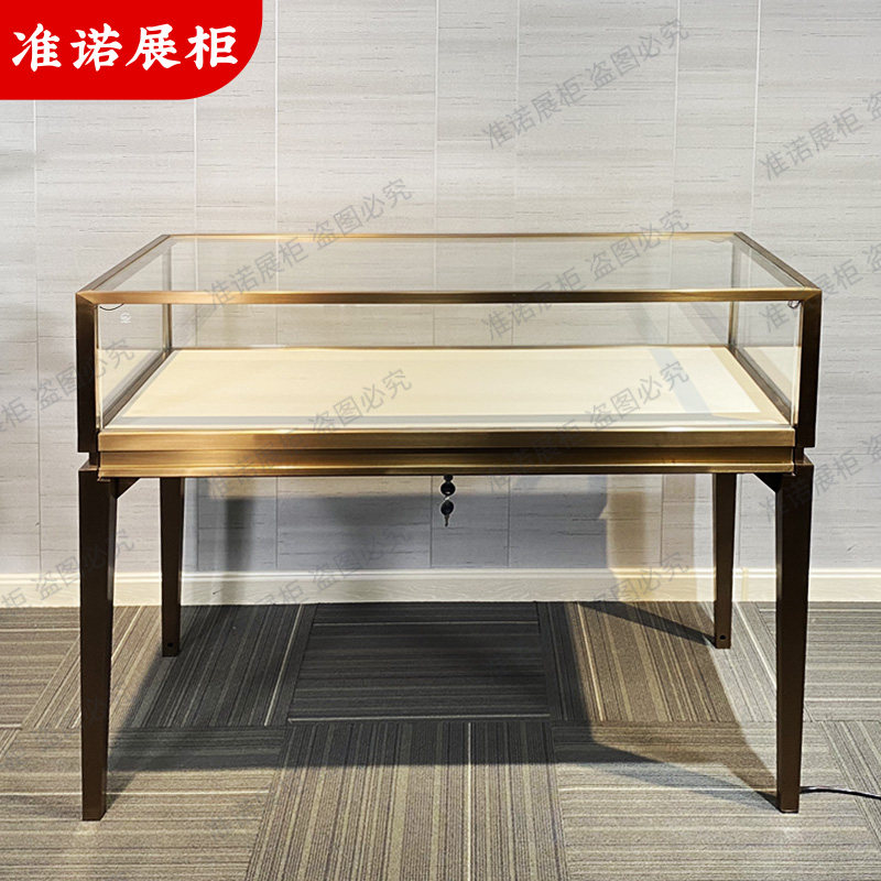 High-grade stainless steel jewelry display cabinet jade jewelry luxury boutique showcase transparent glass counter can be customized