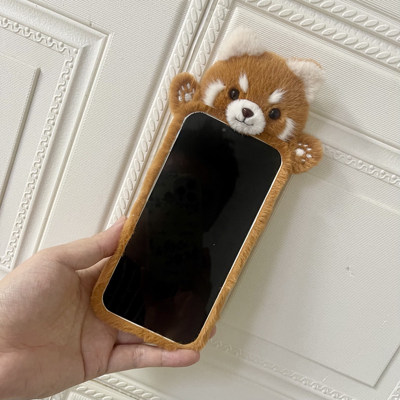 Bumeng ▲ Red Panda Suitable for Apple 17 Phone Case iPhone 16 Pro Max Cute Plush Totoro 15 Pro Full Coverage 14 Pro Max Phone Protective Case 13 Original Handmade Case