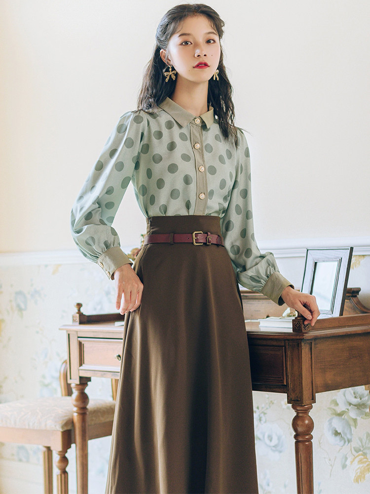 80年代复古港风连衣裙中古着vintage裙套装小众民国风女装小洋装