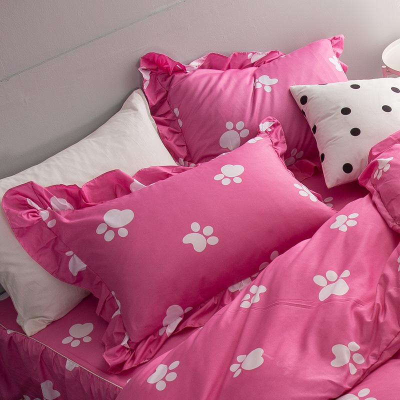 Qingxiu tháng giặt bông vỏ gối gối công chúa gió đơn hồng đôi bắn 2 bóng nữ dễ thương màu rắn gối chống trào ngược concung