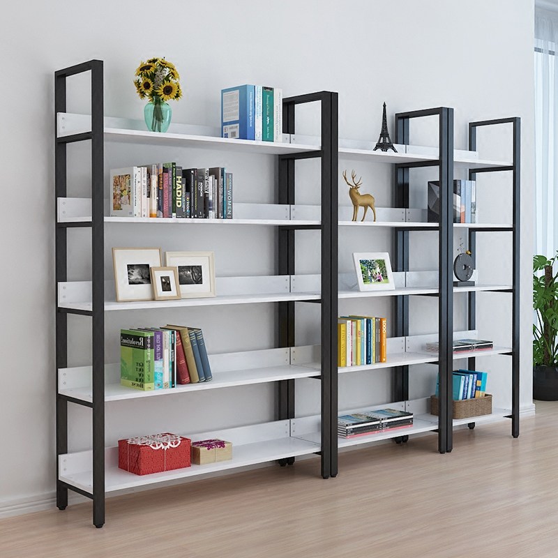 Buy Steel Wood bookshelf Simple iron shelves wall multilayer shelf